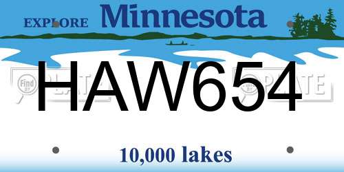 HAW654 Minnesota License Plate
