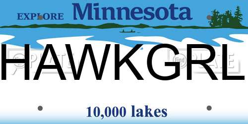 HAWKGRL Minnesota License Plate