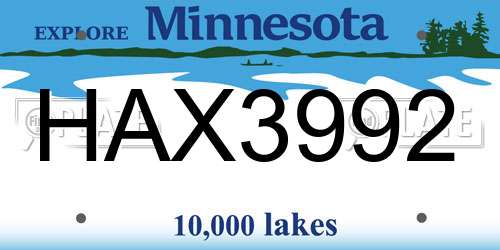 HAX3992 Minnesota License Plate