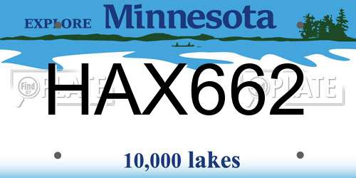 HAX662 Minnesota License Plate