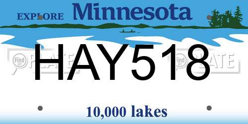 HAY518 Minnesota License Plate
