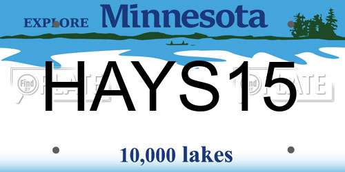 HAYS15 Minnesota License Plate