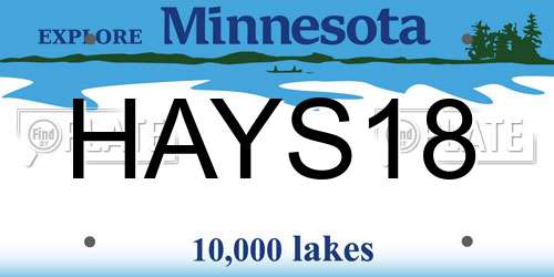 HAYS18 Minnesota License Plate