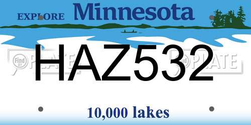 HAZ532 Minnesota License Plate