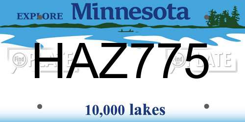 HAZ775 Minnesota License Plate