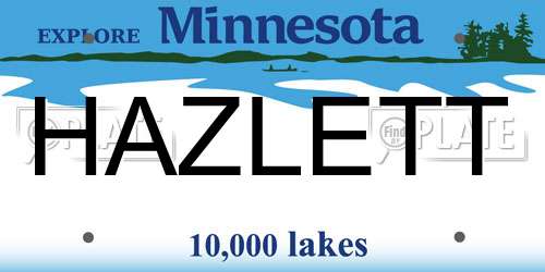 HAZLETT Minnesota License Plate
