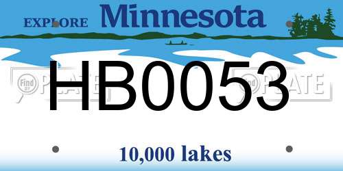 HB0053 Minnesota License Plate