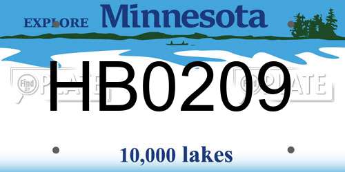 HB0209 Minnesota License Plate