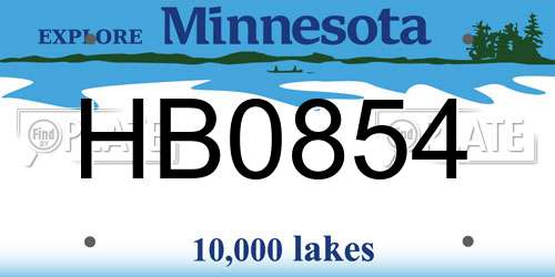 HB0854 Minnesota License Plate