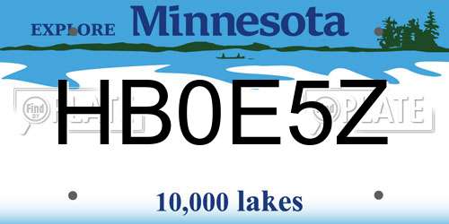 HB0E5Z Minnesota License Plate