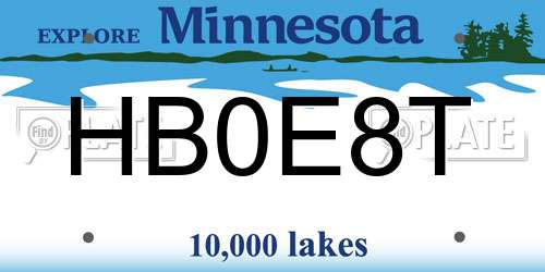 HB0E8T Minnesota License Plate
