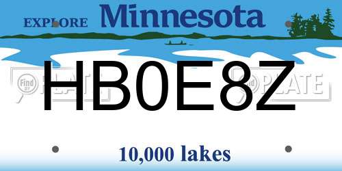 HB0E8Z Minnesota License Plate