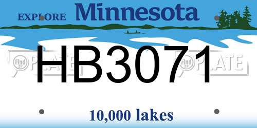 HB3071 Minnesota License Plate
