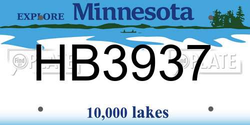 HB3937 Minnesota License Plate