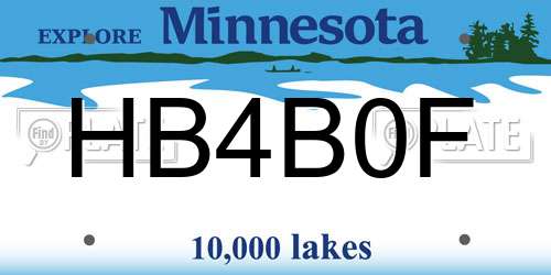 HB4B0F Minnesota License Plate