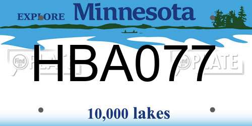HBA077 Minnesota License Plate