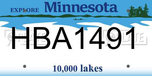 HBA1491 Minnesota License Plate