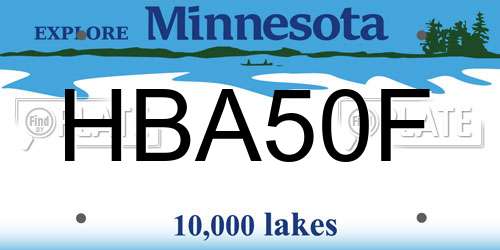 HBA50F Minnesota License Plate