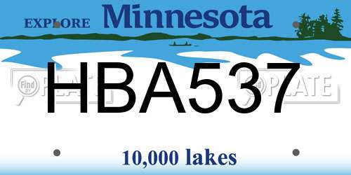 HBA537 Minnesota License Plate