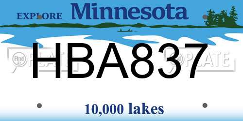 HBA837 Minnesota License Plate