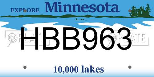 HBB963 Minnesota License Plate