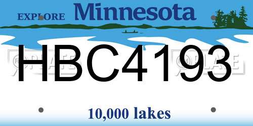 HBC4193 Minnesota License Plate