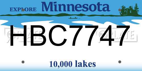 HBC7747 Minnesota License Plate