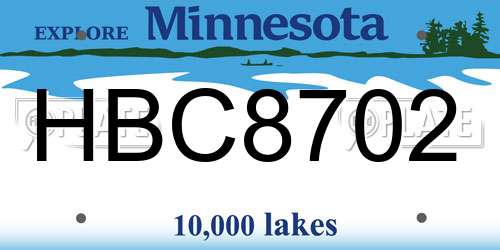 HBC8702 Minnesota License Plate