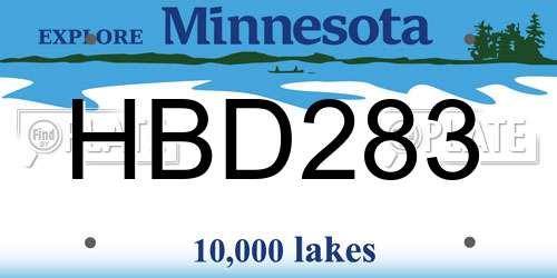 HBD283 Minnesota License Plate