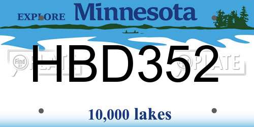 HBD352 Minnesota License Plate
