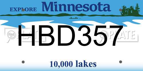 HBD357 Minnesota License Plate