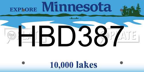 HBD387 Minnesota License Plate