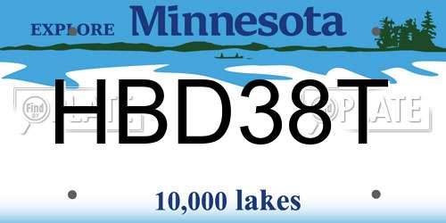 HBD38T Minnesota License Plate