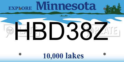 HBD38Z Minnesota License Plate