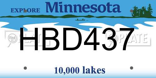 HBD437 Minnesota License Plate