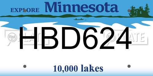 HBD624 Minnesota License Plate