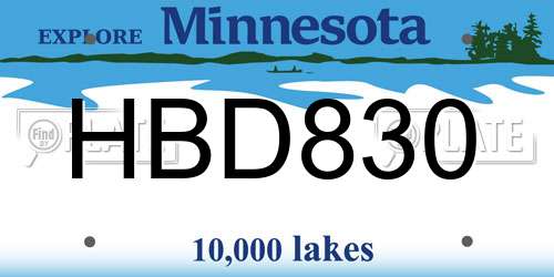 HBD830 Minnesota License Plate