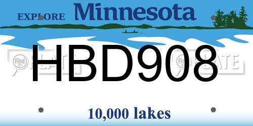HBD908 Minnesota License Plate
