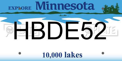 HBDE52 Minnesota License Plate