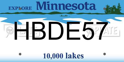 HBDE57 Minnesota License Plate