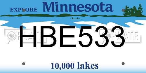 HBE533 Minnesota License Plate