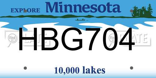 HBG704 Minnesota License Plate