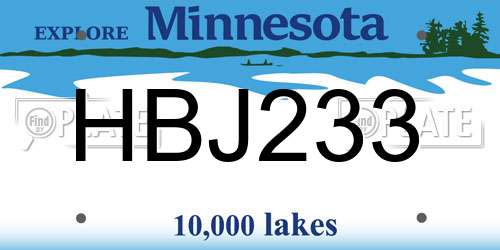 HBJ233 Minnesota License Plate