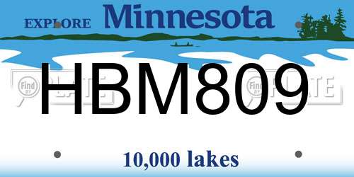 HBM809 Minnesota License Plate