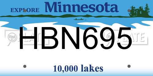 HBN695 Minnesota License Plate