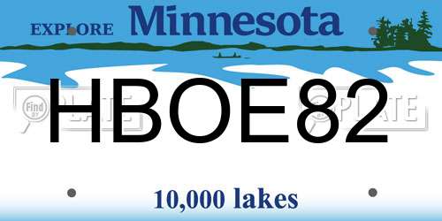 HBOE82 Minnesota License Plate