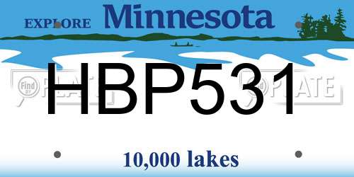 HBP531 Minnesota License Plate