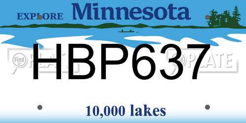HBP637 Minnesota License Plate