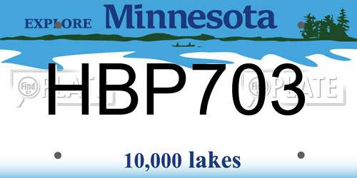 HBP703 Minnesota License Plate