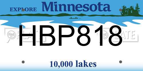 HBP818 Minnesota License Plate